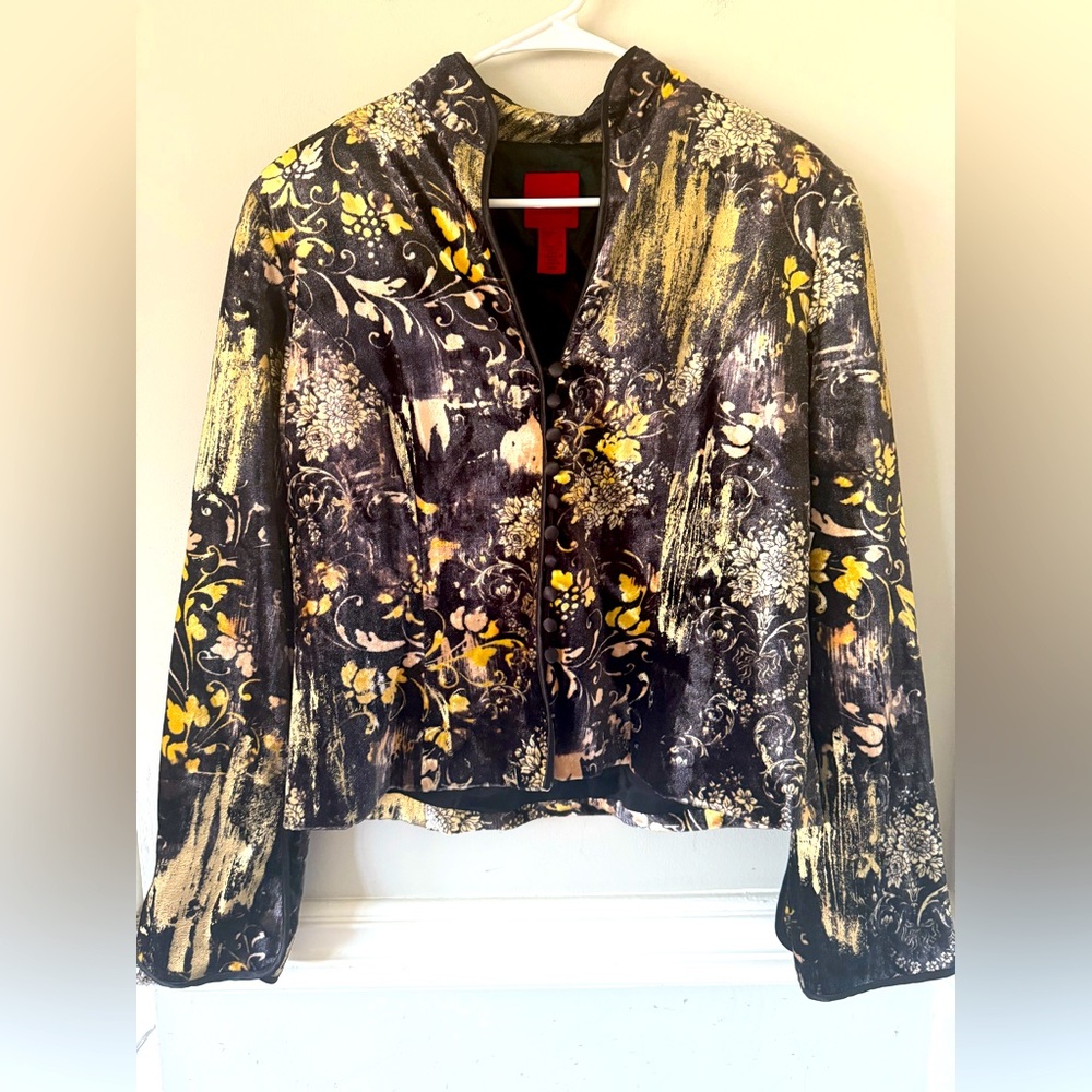 JS collections lord & taylor NWT Floral Black and Yellow Women's Jacket‎ kimono